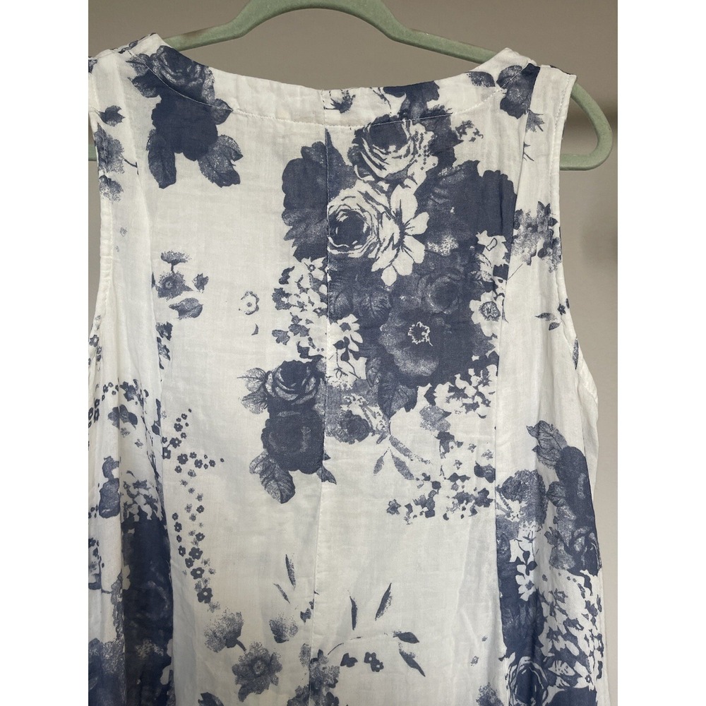 The Paper Lace Dress Size M Midi Cotton White Blue Floral Cottage Core lagenlook - Picture 7 of 11